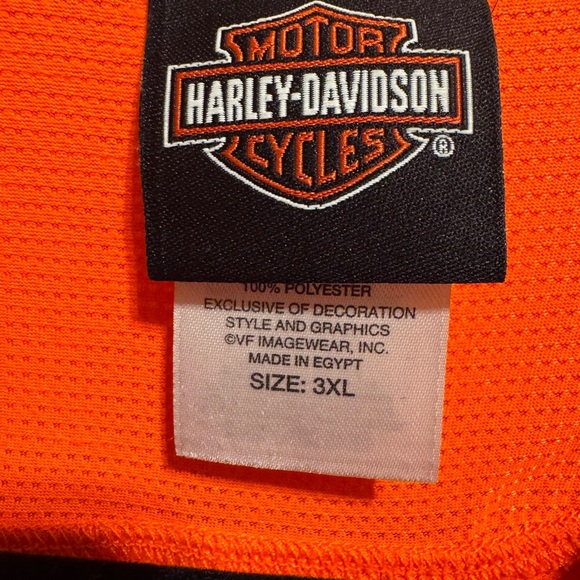 Harley Davidson Men’s Orange Sleeveless Muscle Shirt Dri-Fit Sz 3XL - Picture 7 of 8